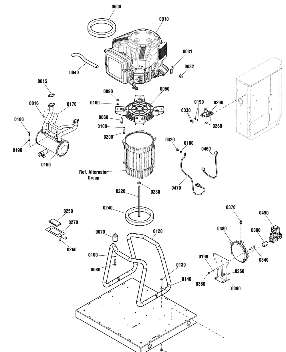 Power Group Diagram and Parts List for 040594-00  Briggs and Stratton Generator